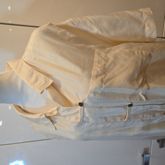 Vintage 100% Silk Short Sleeve Japenese Button Down Shirt Womens Medium Cream - Picture 2 of 9